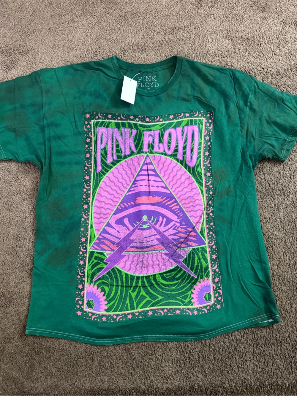 Unisex Oversized Pink Floyd Band Tee with Neon Purple Graphic- L/XL